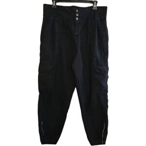 WRAP LONDON LINEN CARGO ZIP ANKLE PANTS WOMEN'S SIZE 12